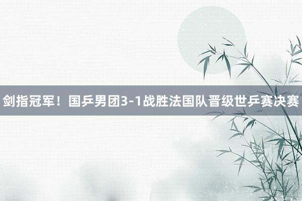 剑指冠军！国乒男团3-1战胜法国队晋级世乒赛决赛