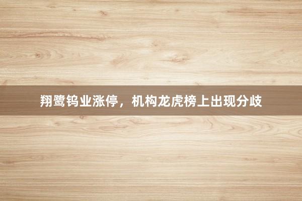 翔鹭钨业涨停，机构龙虎榜上出现分歧