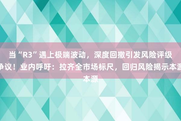 当“R3”遇上极端波动，深度回撤引发风险评级争议！业内呼吁：拉齐全市场标尺，回归风险揭示本源