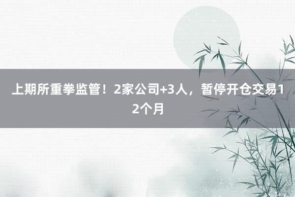 上期所重拳监管！2家公司+3人，暂停开仓交易12个月