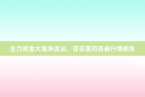 主力资金大笔净流出，百花医药连板行情刹车