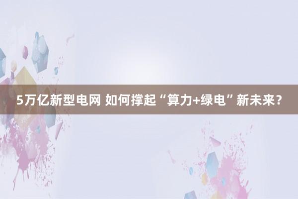 5万亿新型电网 如何撑起“算力+绿电”新未来？