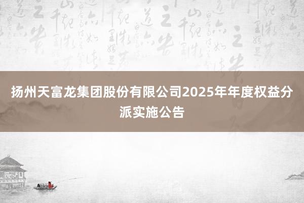 扬州天富龙集团股份有限公司2025年年度权益分派实施公告