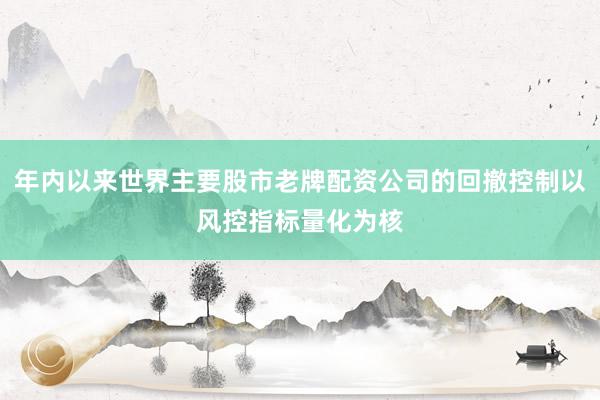 年内以来世界主要股市老牌配资公司的回撤控制以风控指标量化为核