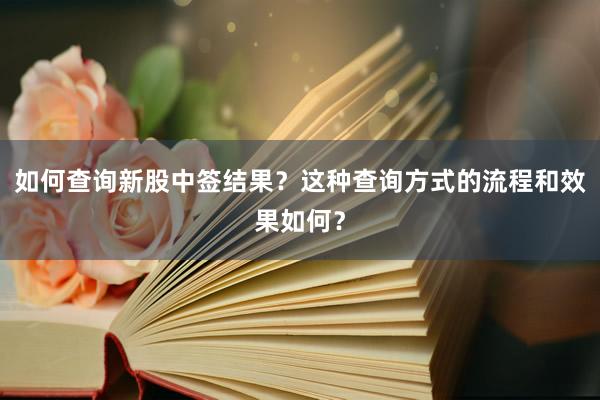 如何查询新股中签结果？这种查询方式的流程和效果如何？