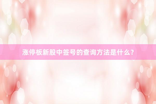 涨停板新股中签号的查询方法是什么？
