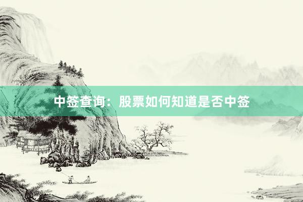 中签查询：股票如何知道是否中签