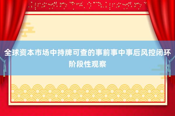 全球资本市场中持牌可查的事前事中事后风控闭环阶段性观察