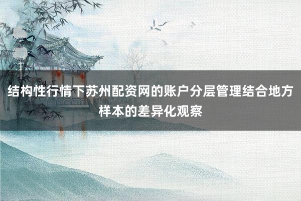 结构性行情下苏州配资网的账户分层管理结合地方样本的差异化观察