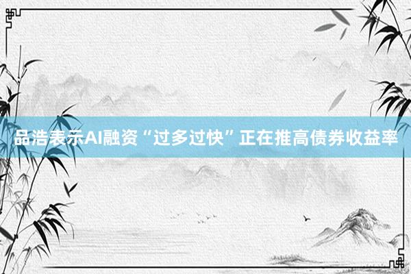 品浩表示AI融资“过多过快”正在推高债券收益率