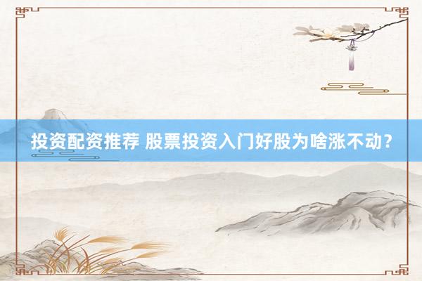 投资配资推荐 股票投资入门好股为啥涨不动？