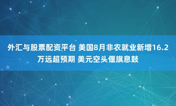 外汇与股票配资平台 美国8月非农就业新增16.2万远超预期 美元空头偃旗息鼓