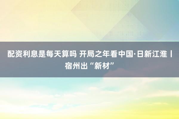配资利息是每天算吗 开局之年看中国·日新江淮丨宿州出“新材”
