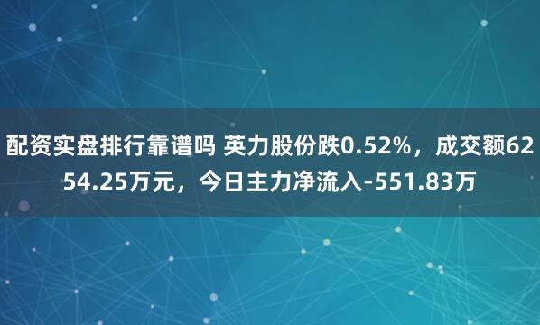 配资实盘排行靠谱吗 英力股份跌0.52%，成交额6254.25万元，今日主力净流入-551.83万