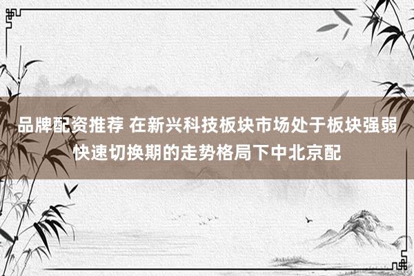品牌配资推荐 在新兴科技板块市场处于板块强弱快速切换期的走势格局下中北京配