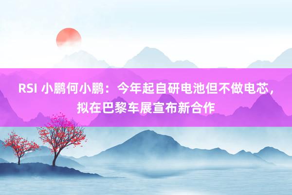 RSI 小鹏何小鹏：今年起自研电池但不做电芯，拟在巴黎车展宣布新合作