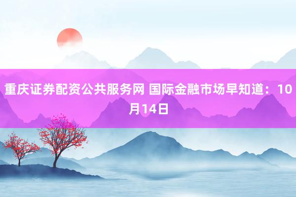 重庆证券配资公共服务网 国际金融市场早知道：10月14日