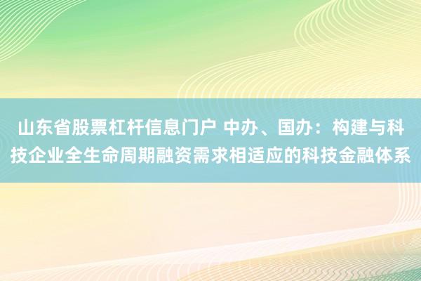 山东省股票杠杆信息门户 中办、国办：构建与科技企业全生命周期融资需求相适应的科技金融体系